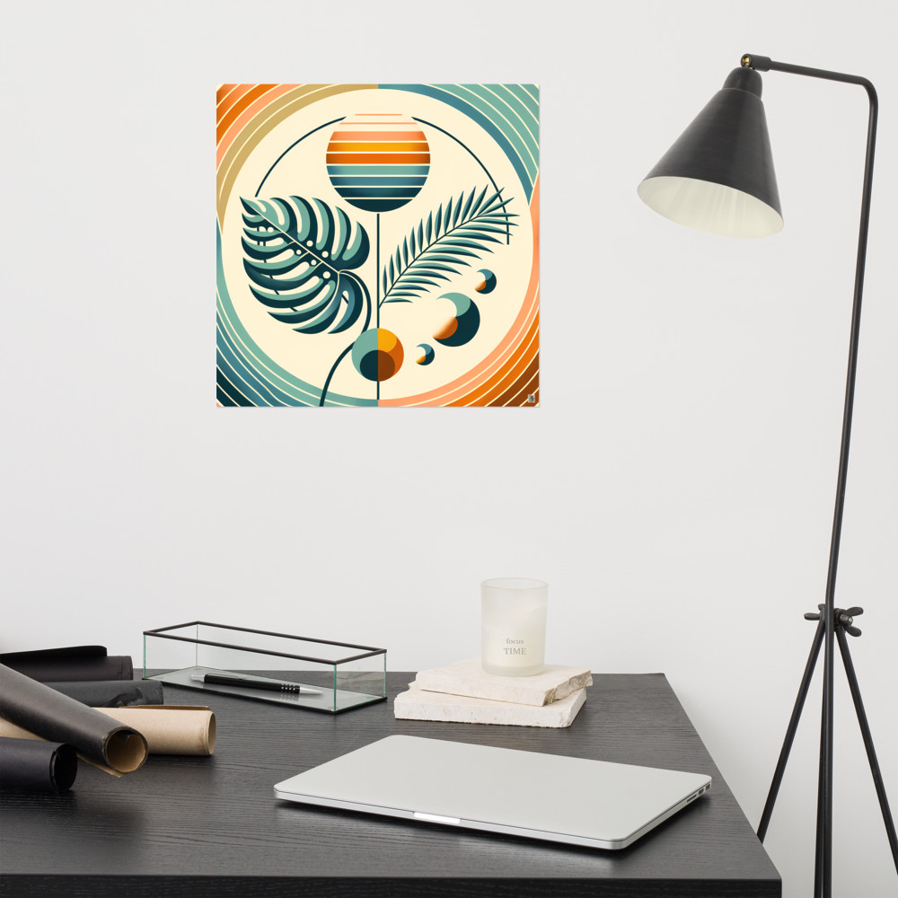 Abstract Botanical Sun and Tropical Leaves