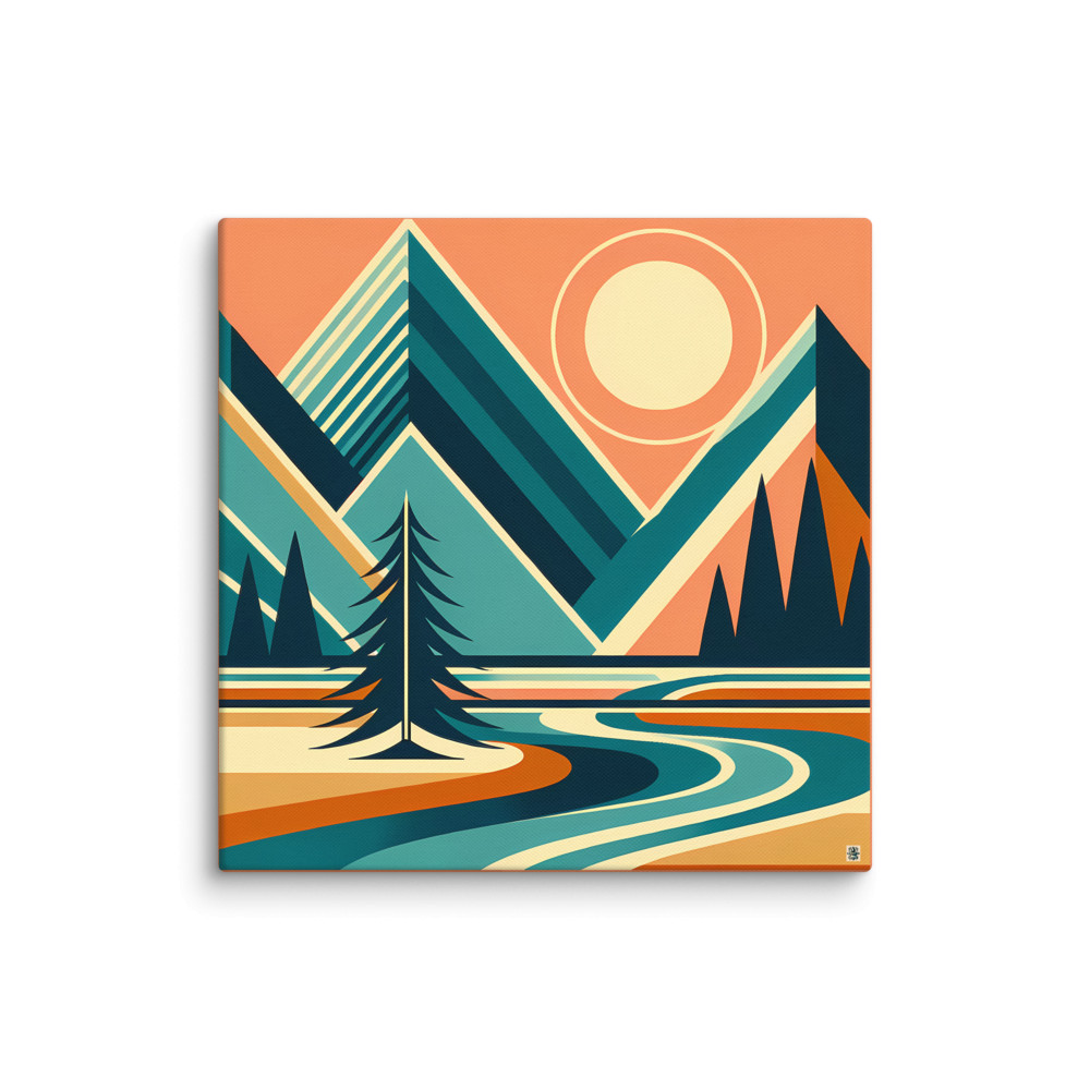 Geometric Mountain Peaks at Sunset — Canvas Print