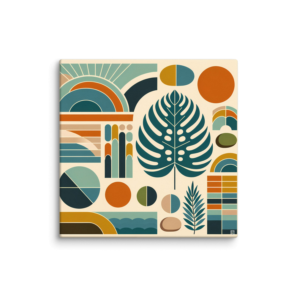 Geometric Monstera Leaf Abstract — Canvas Print