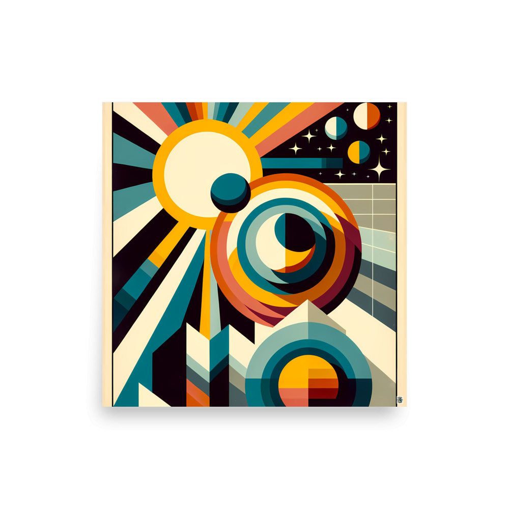Geometric Sun and Moon Abstract — Art Print