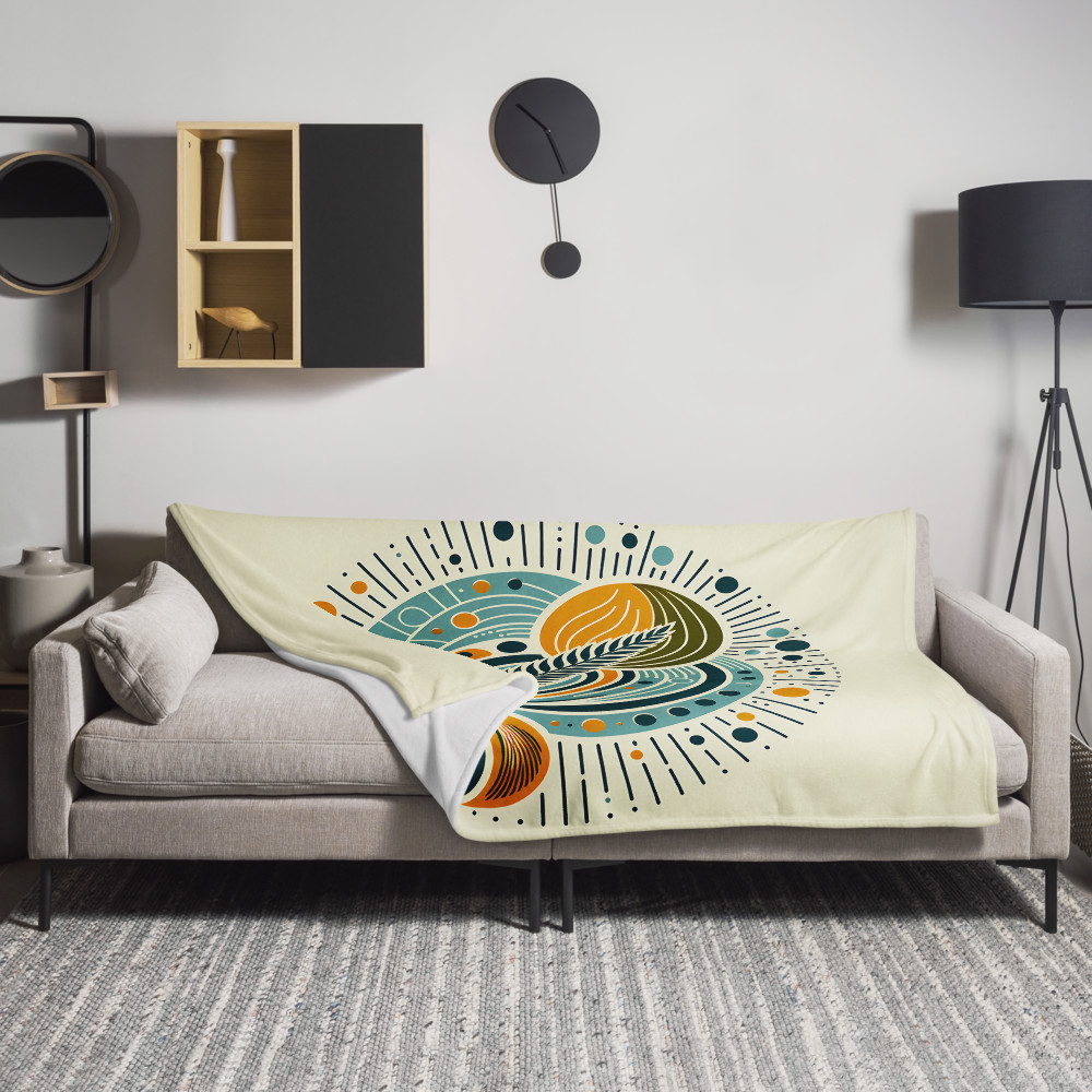 Abstract Botanical Leaf and Sunburst Design