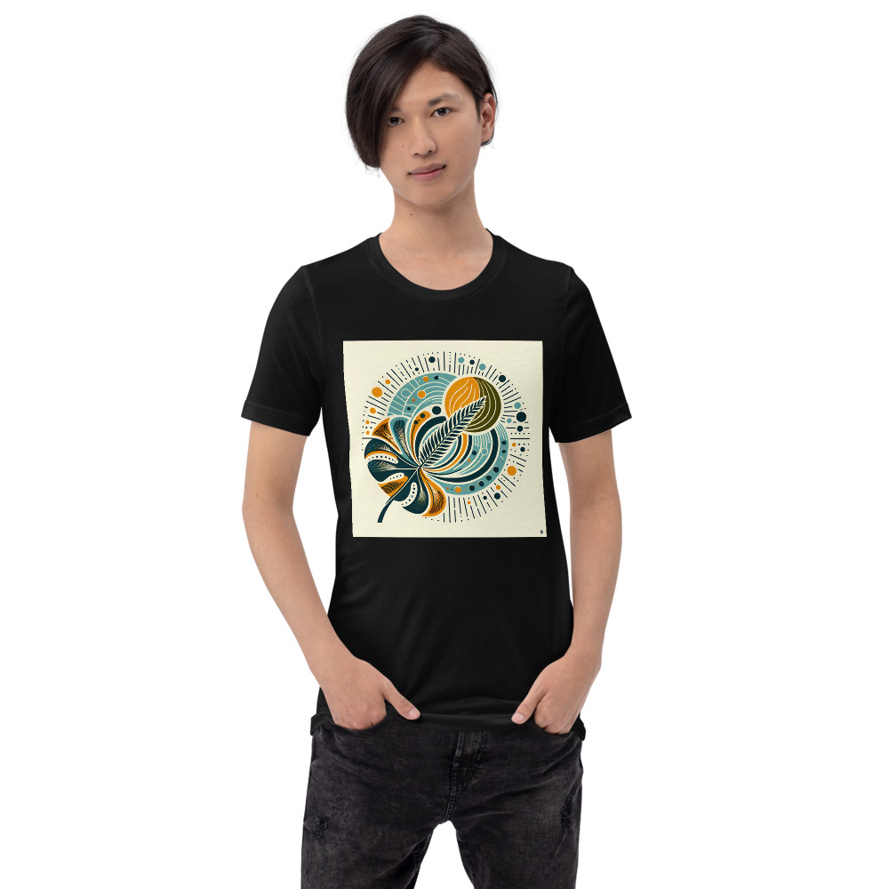 Abstract Botanical Leaf and Sunburst Design