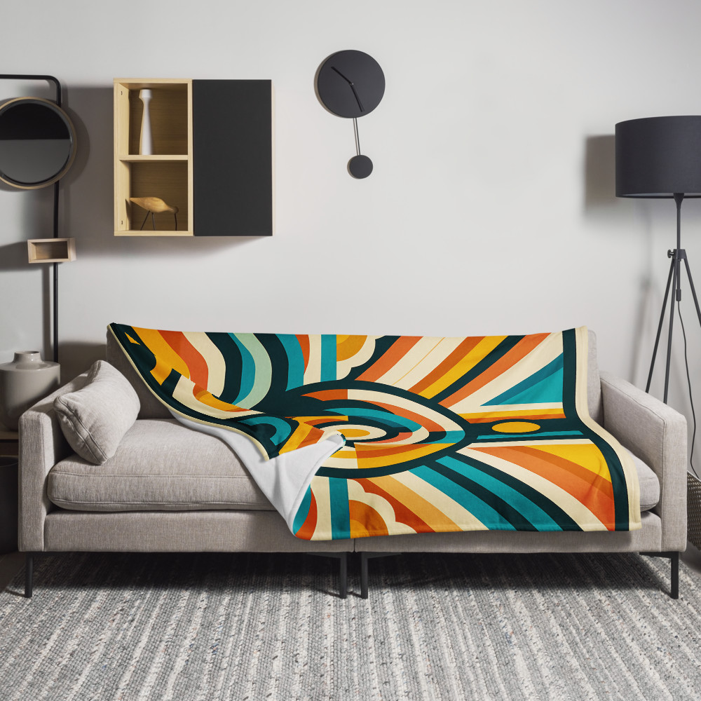 Retro Geometric Sun and Waves