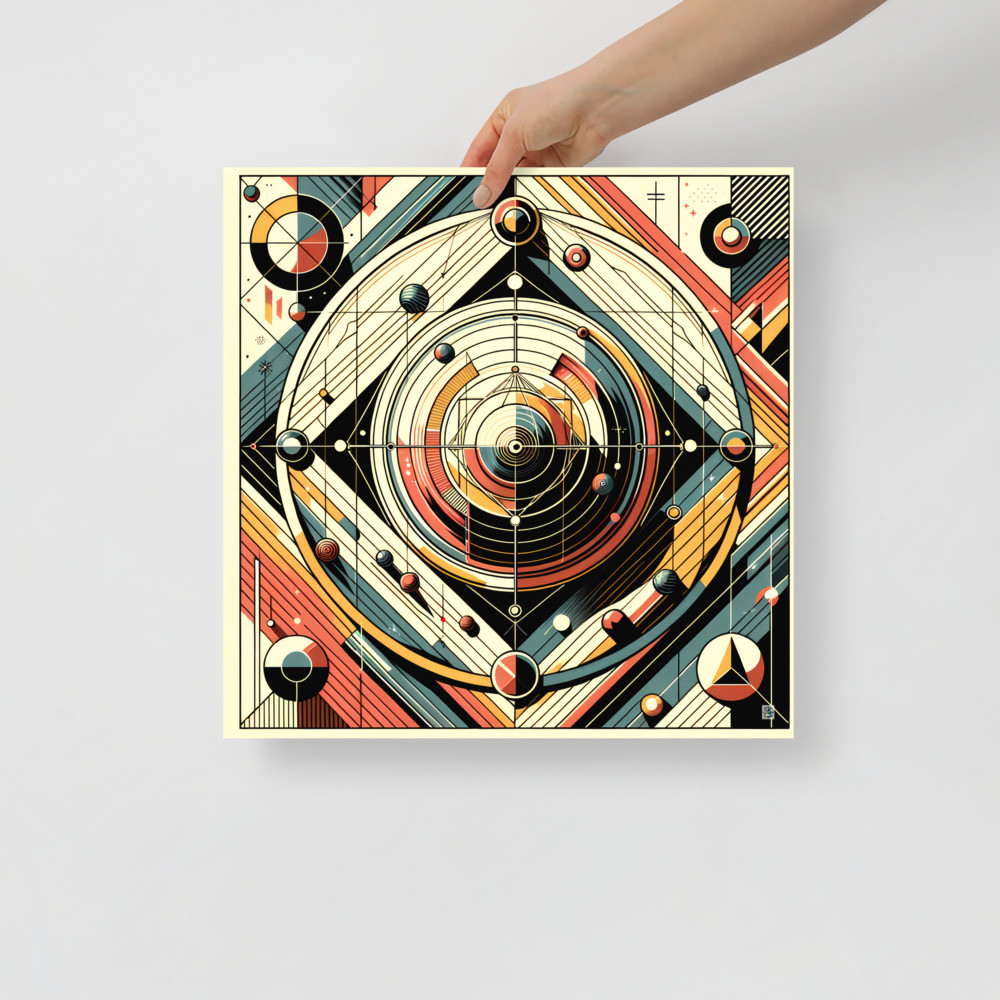 Retro Geometric Space Orbits in Teal and Orange