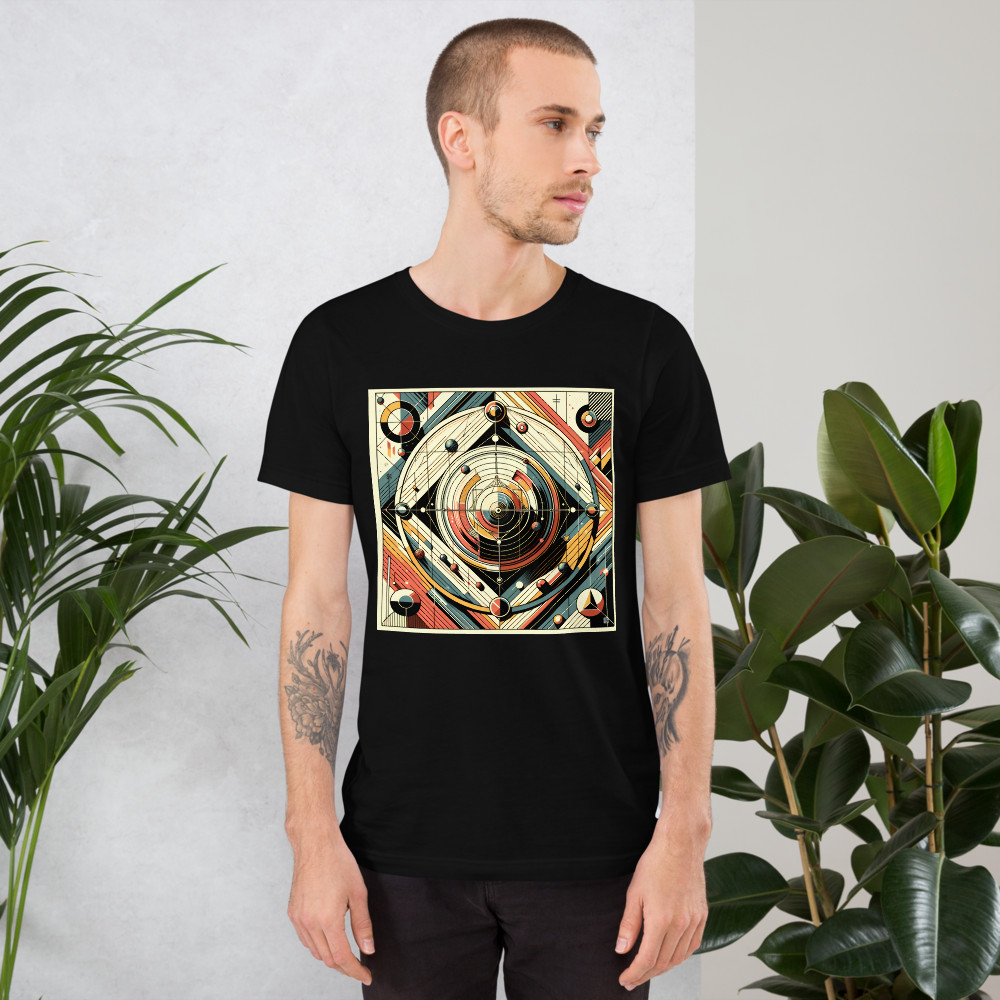 Retro Geometric Space Orbits in Teal and Orange