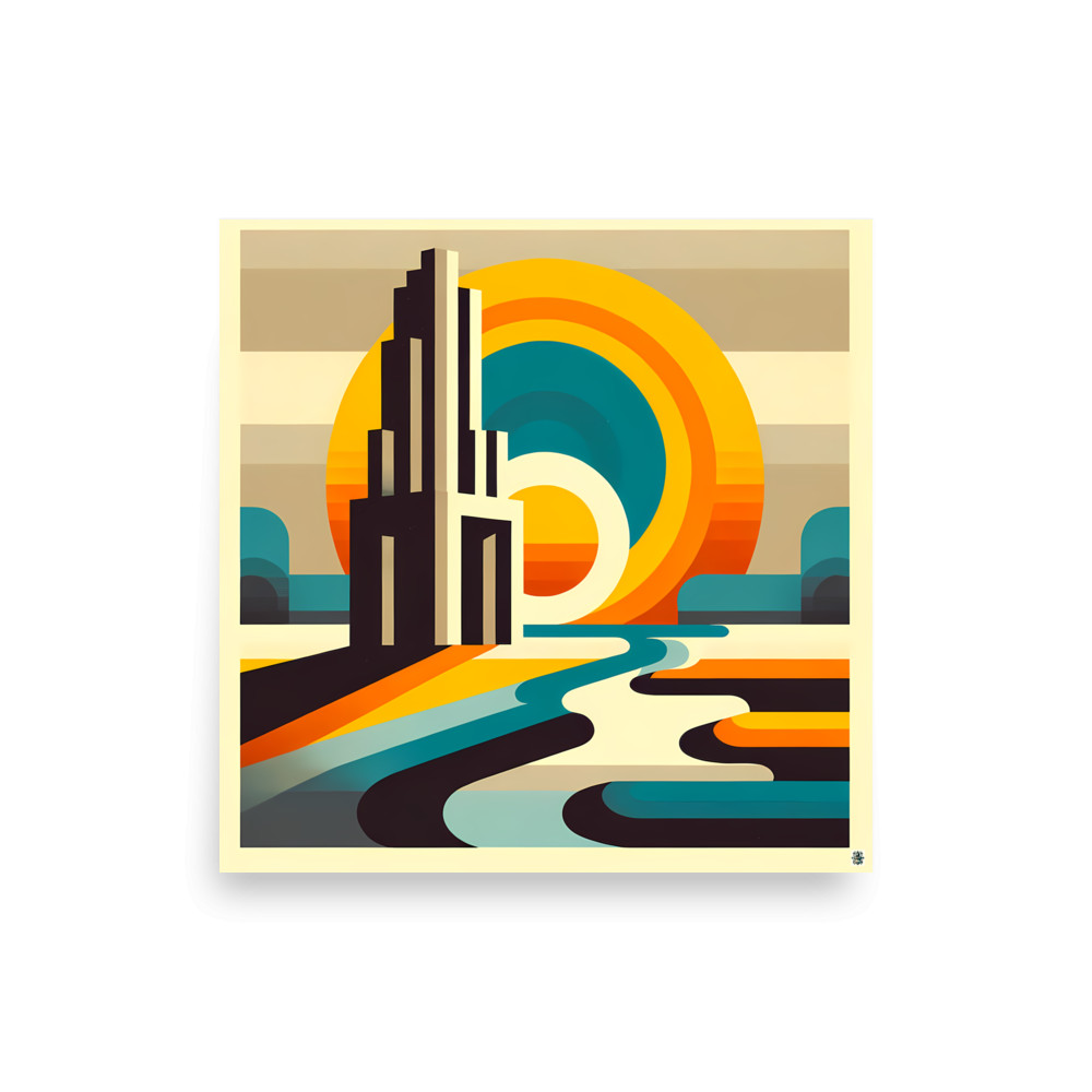 Retro Geometric Sunset Letterform — Art Print