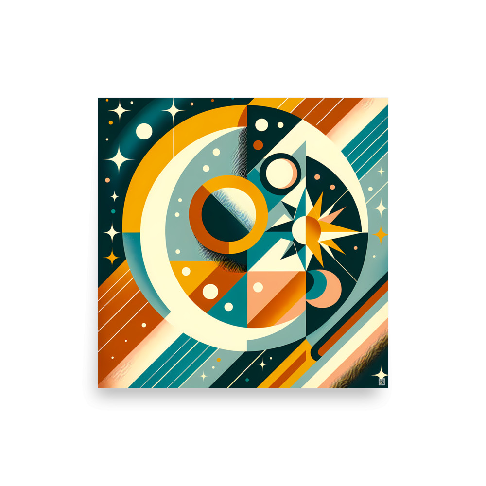 Geometric Moon and Star Orbit — Art Print