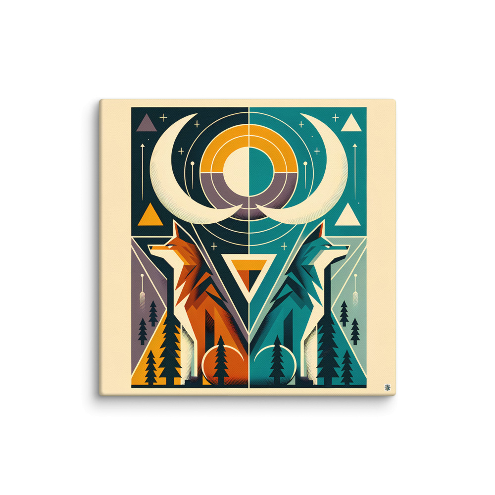 Geometric Fox and Wolf Totem