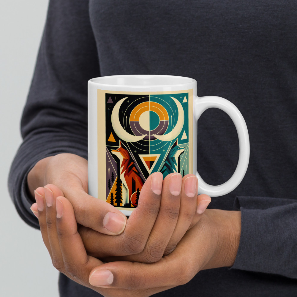 Geometric Fox and Wolf Totem — Mug