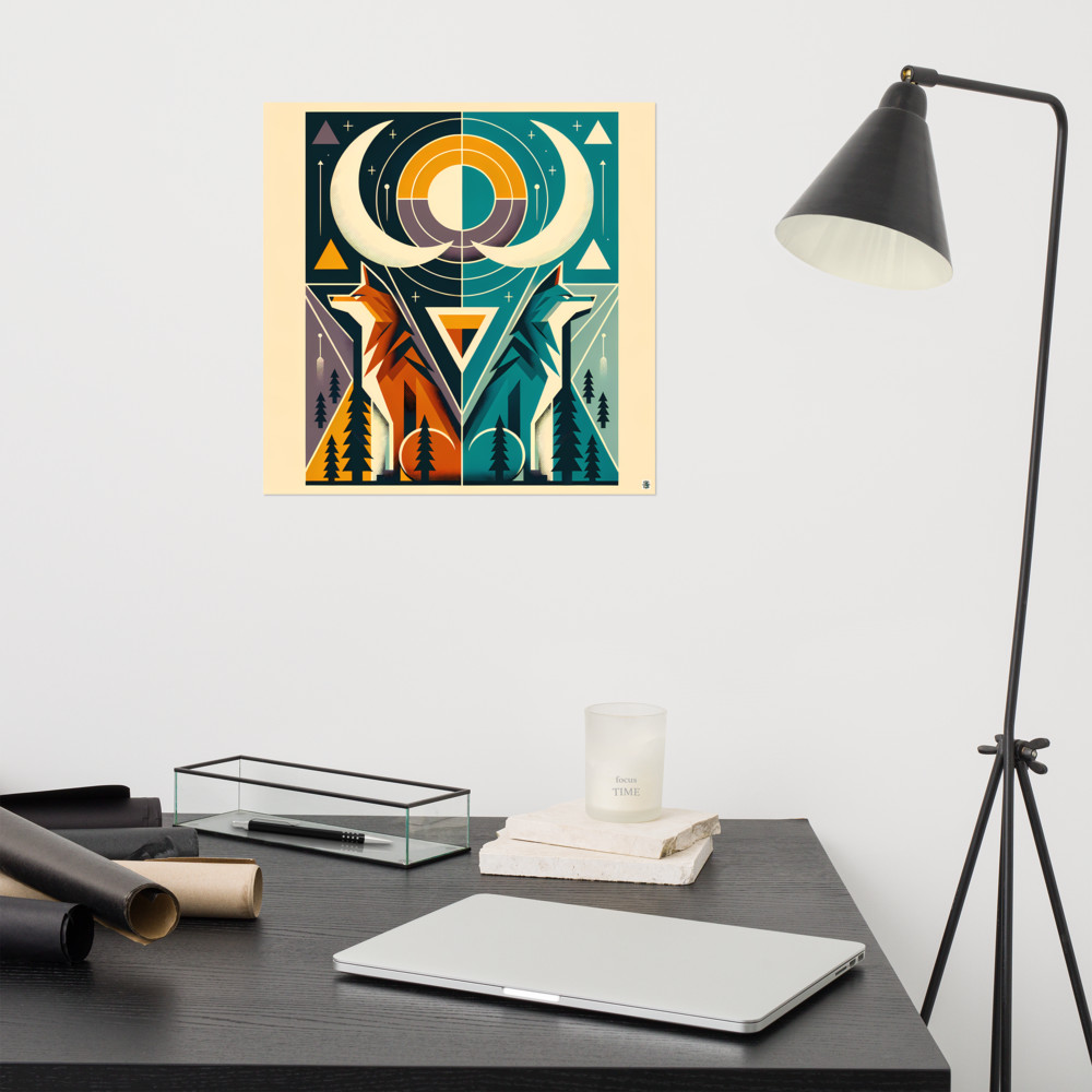Geometric Fox and Wolf Totem