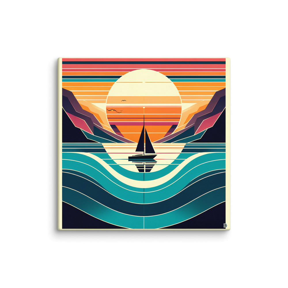 Geometric Sunset Sailboat — Canvas Print