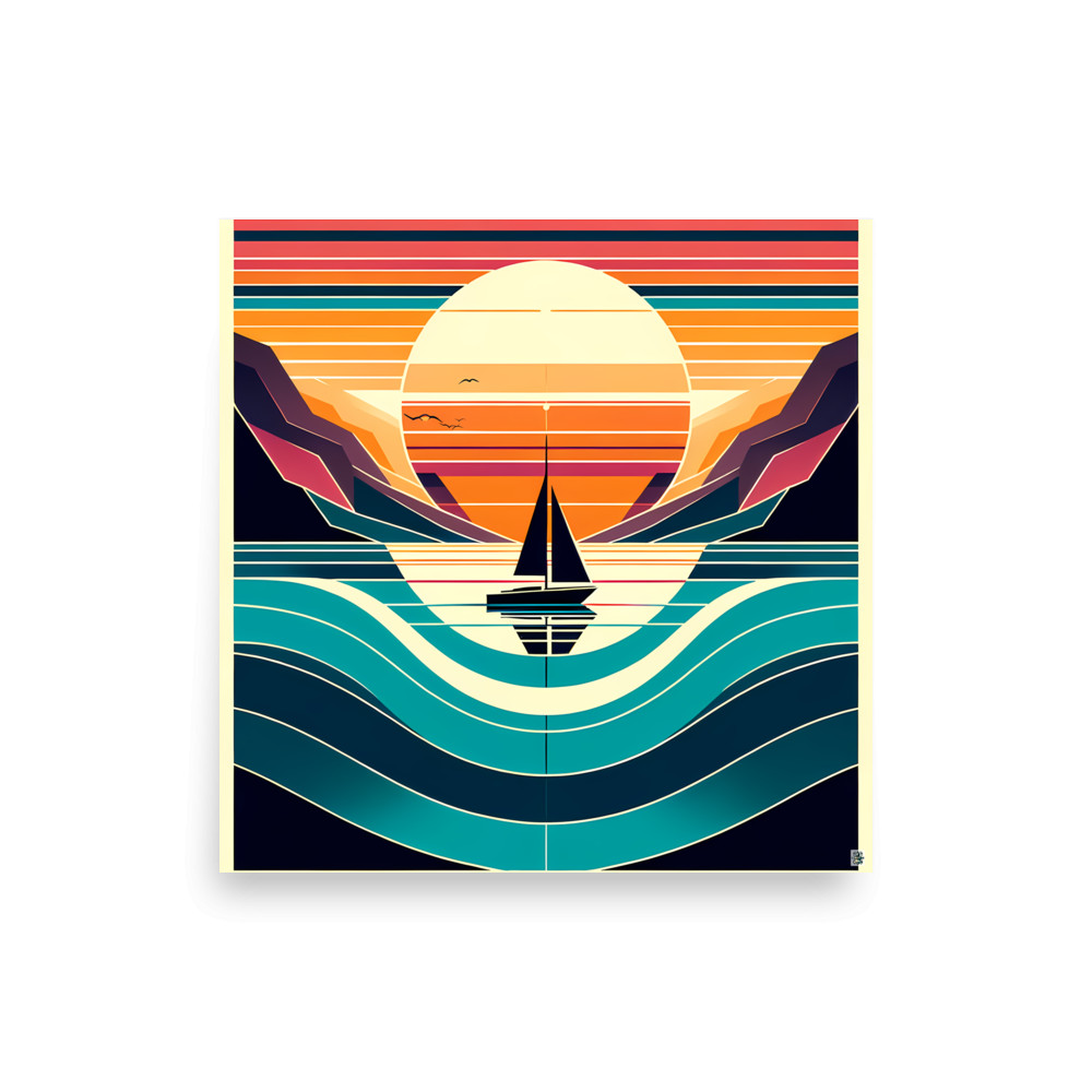 Geometric Sunset Sailboat — Art Print