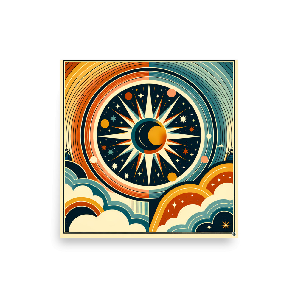 Celestial Sun Moon Starburst — Art Print