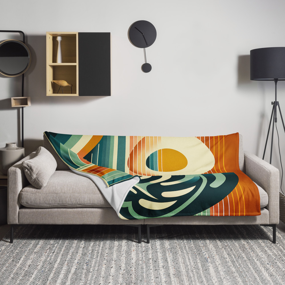 Geometric Sun and Monstera Abstract