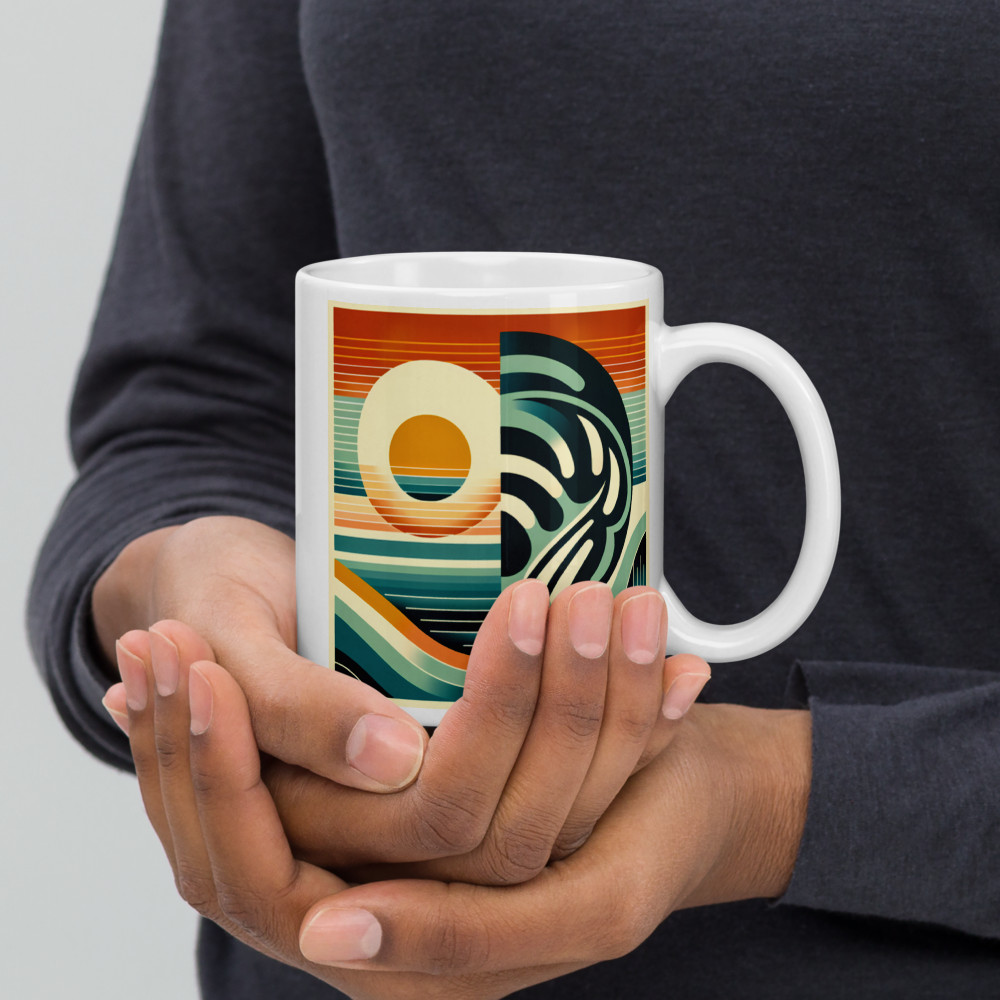 Geometric Sun and Monstera Abstract