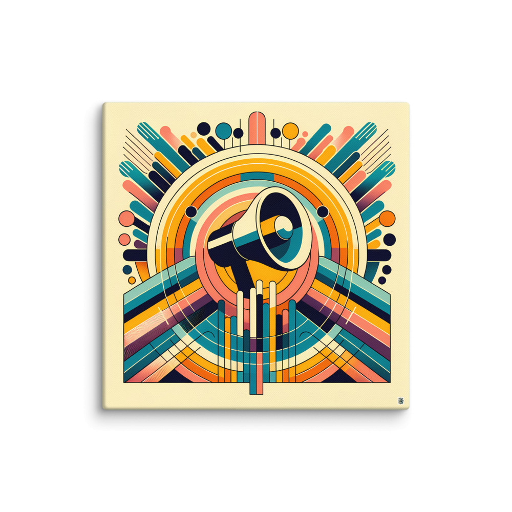 Retro Geometric Megaphone Burst — Canvas Print
