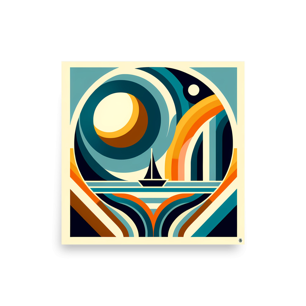 Geometric Sailboat Sunset — Art Print