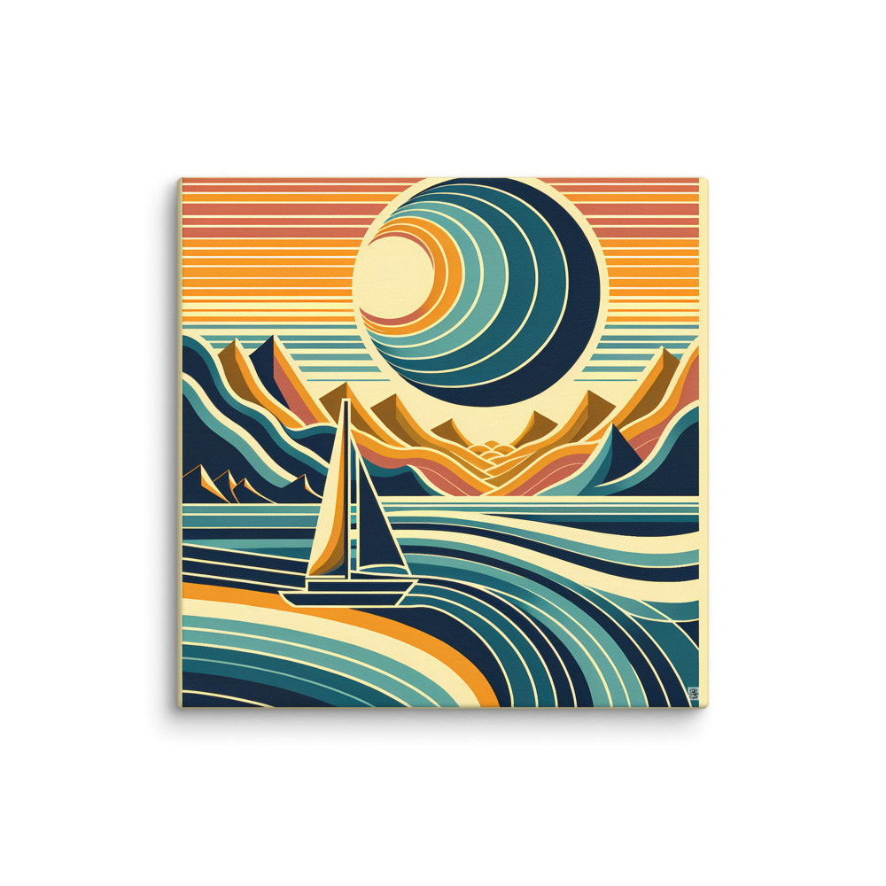 Geometric Sailboat at Sunset — Canvas Print