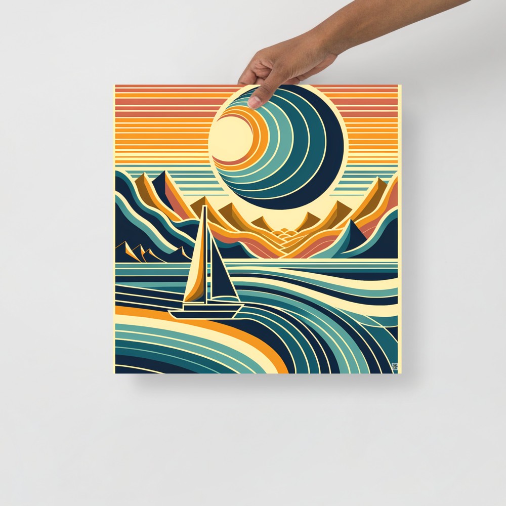 Geometric Sailboat at Sunset