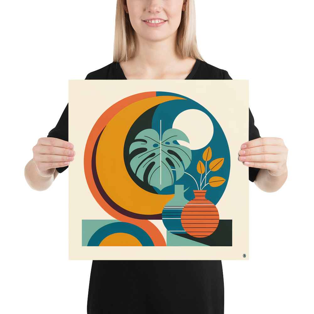 Abstract Botanical Vase and Monstera Shapes