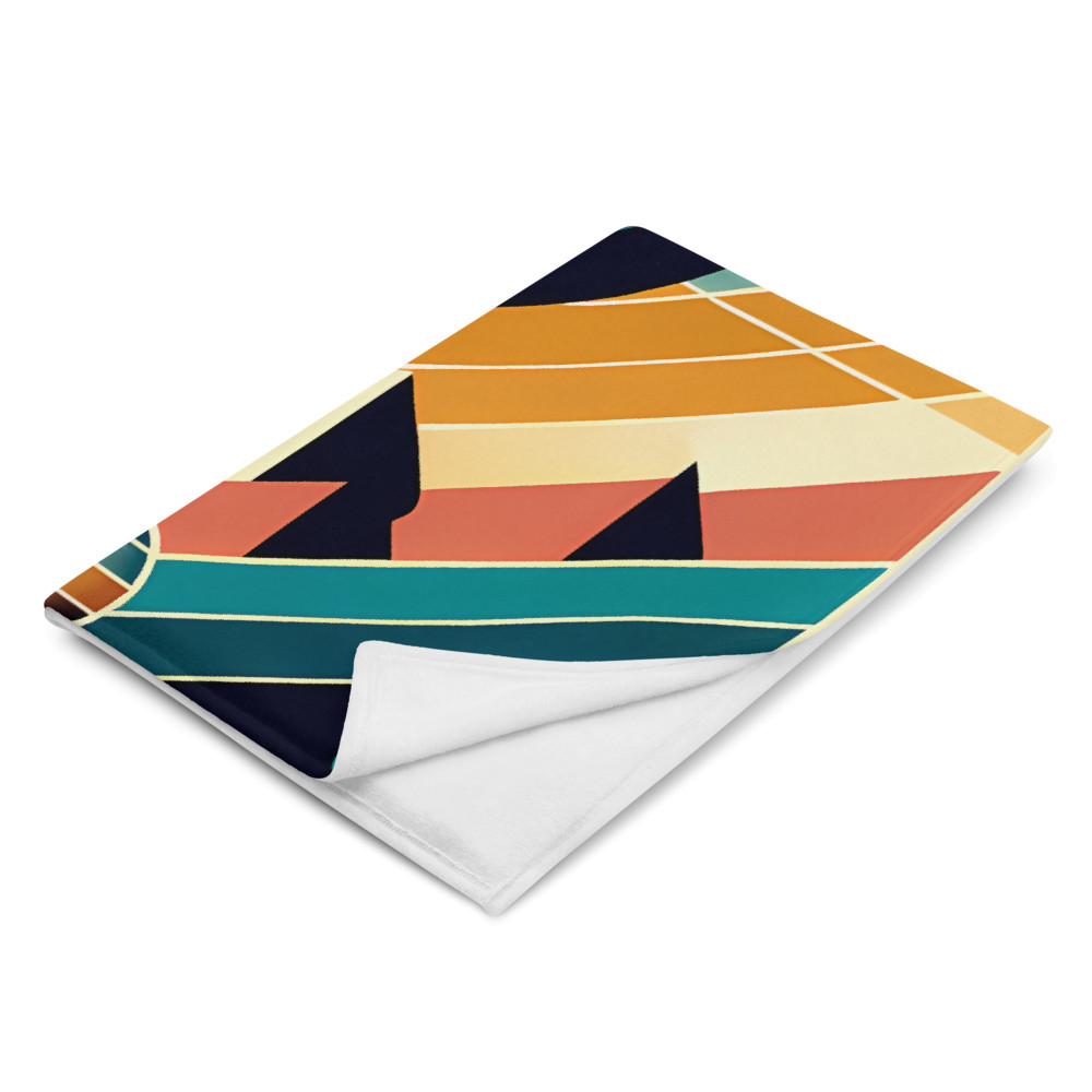 Retro Rocket Launch Geometric Space Scene