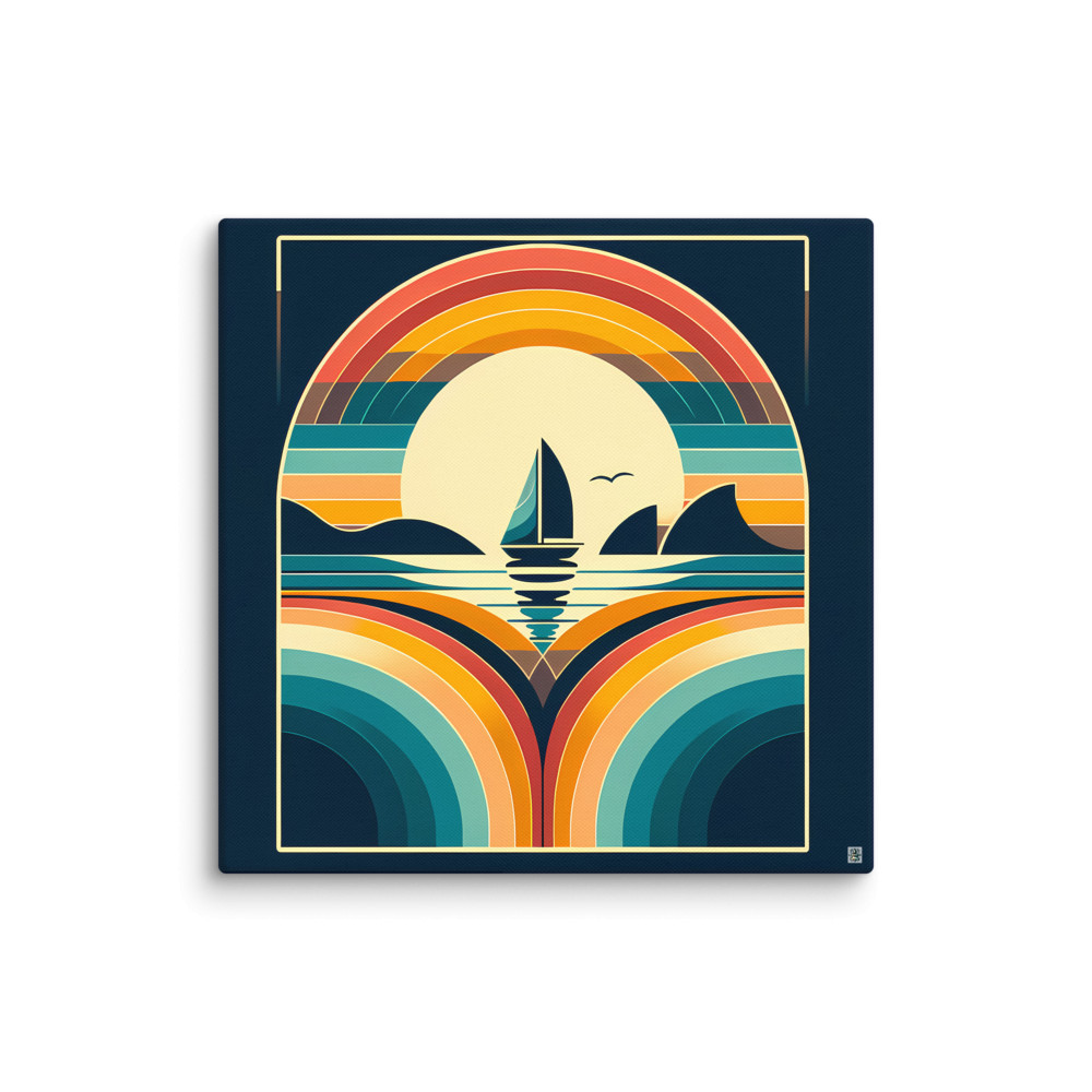 Geometric Sunset Sailboat — Canvas Print