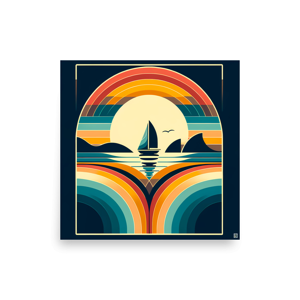 Geometric Sunset Sailboat — Art Print