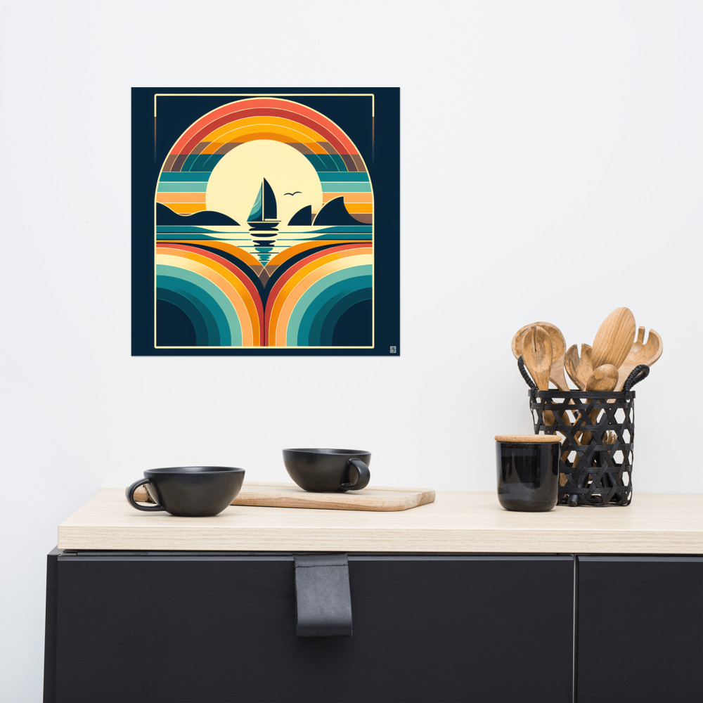 Geometric Sunset Sailboat