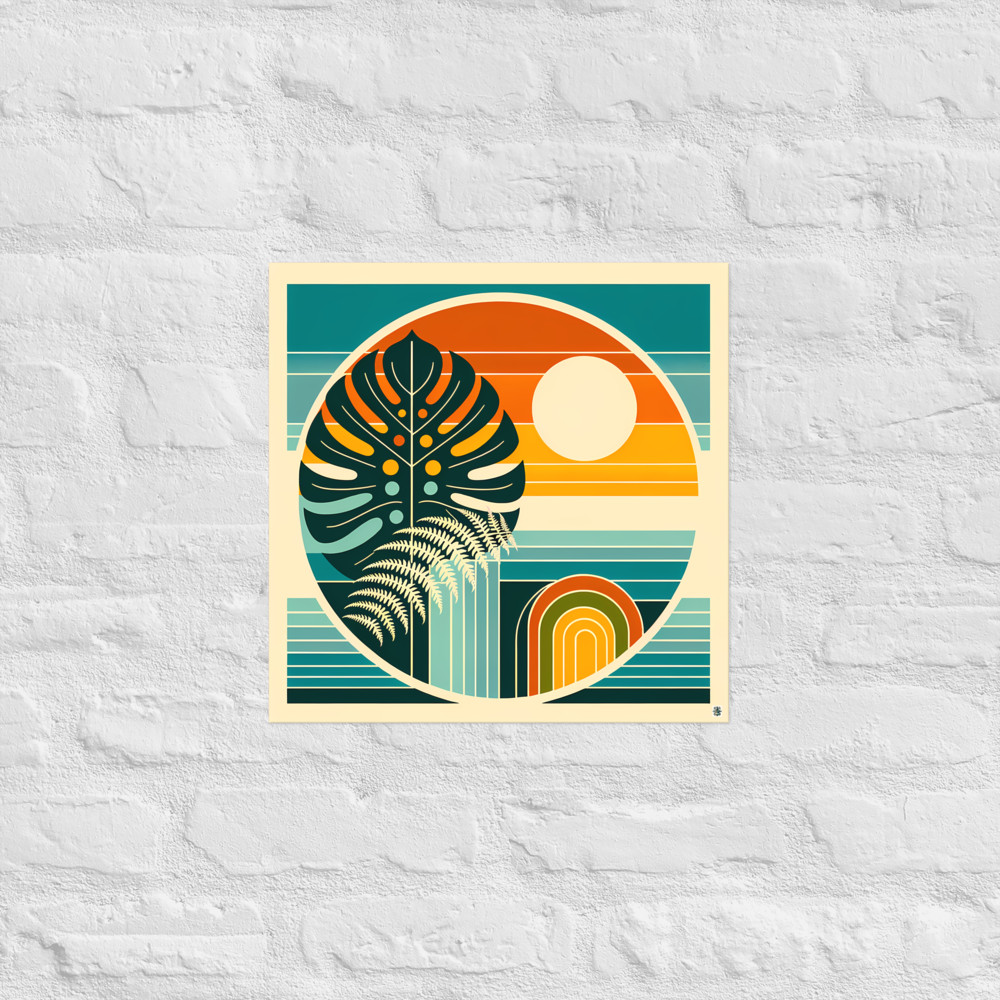 Abstract Botanical Sun and Monstera
