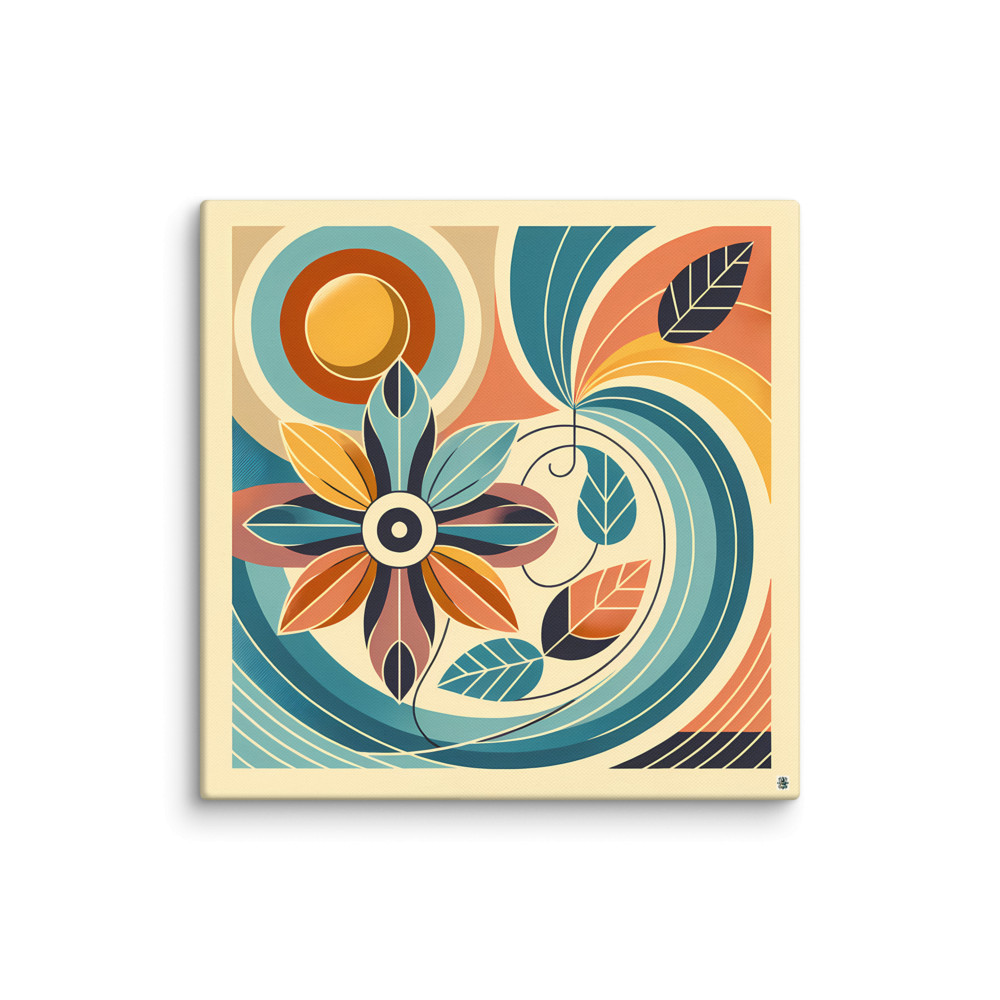 Geometric Botanical Flower Swirl — Canvas Print