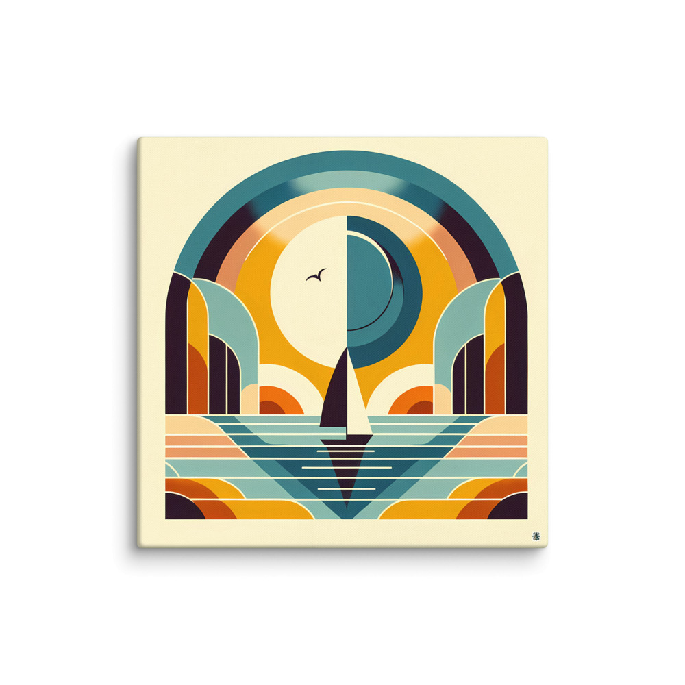 Geometric Sailboat Sunset Arches — Canvas Print