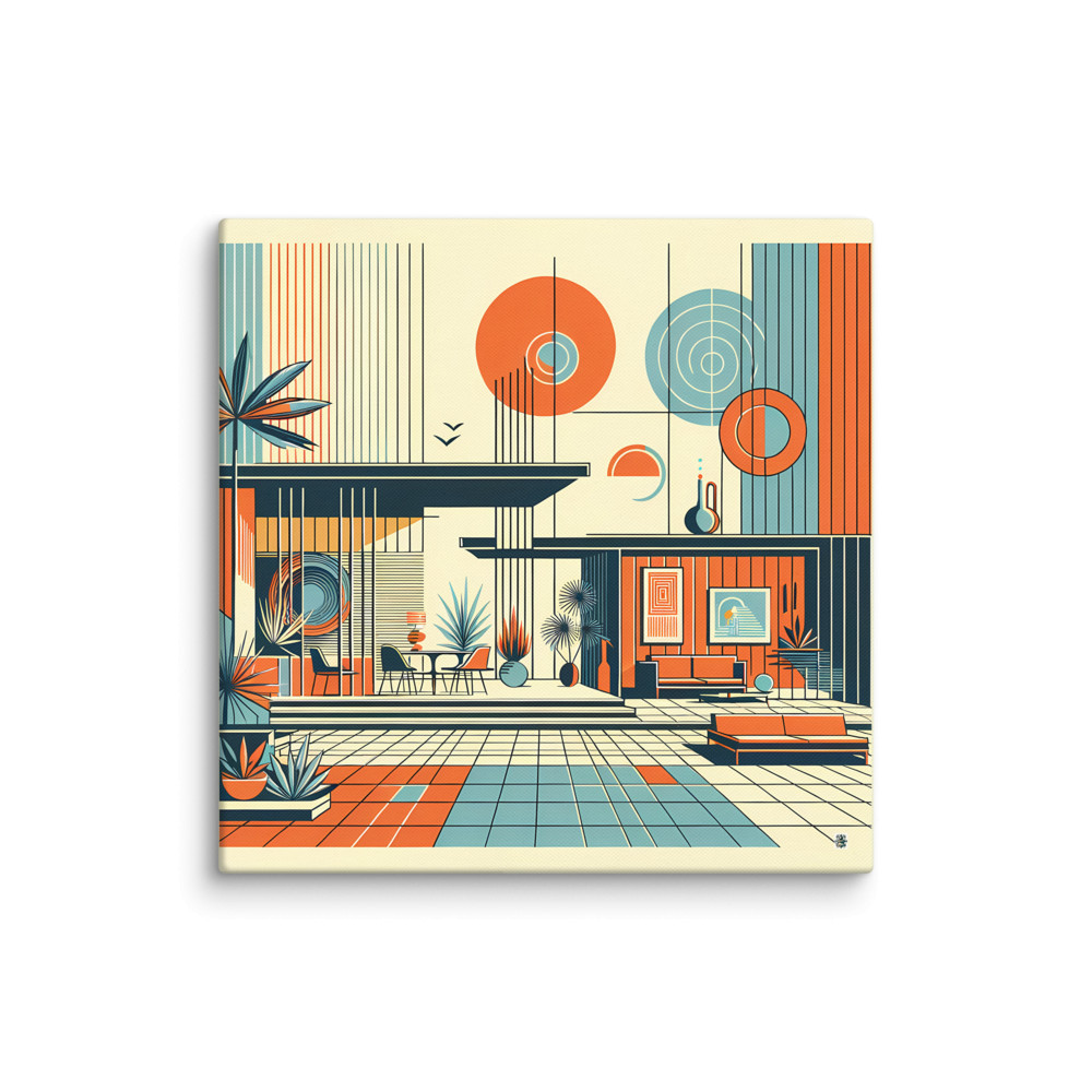 Mid Century Modern Geometric House Illustration