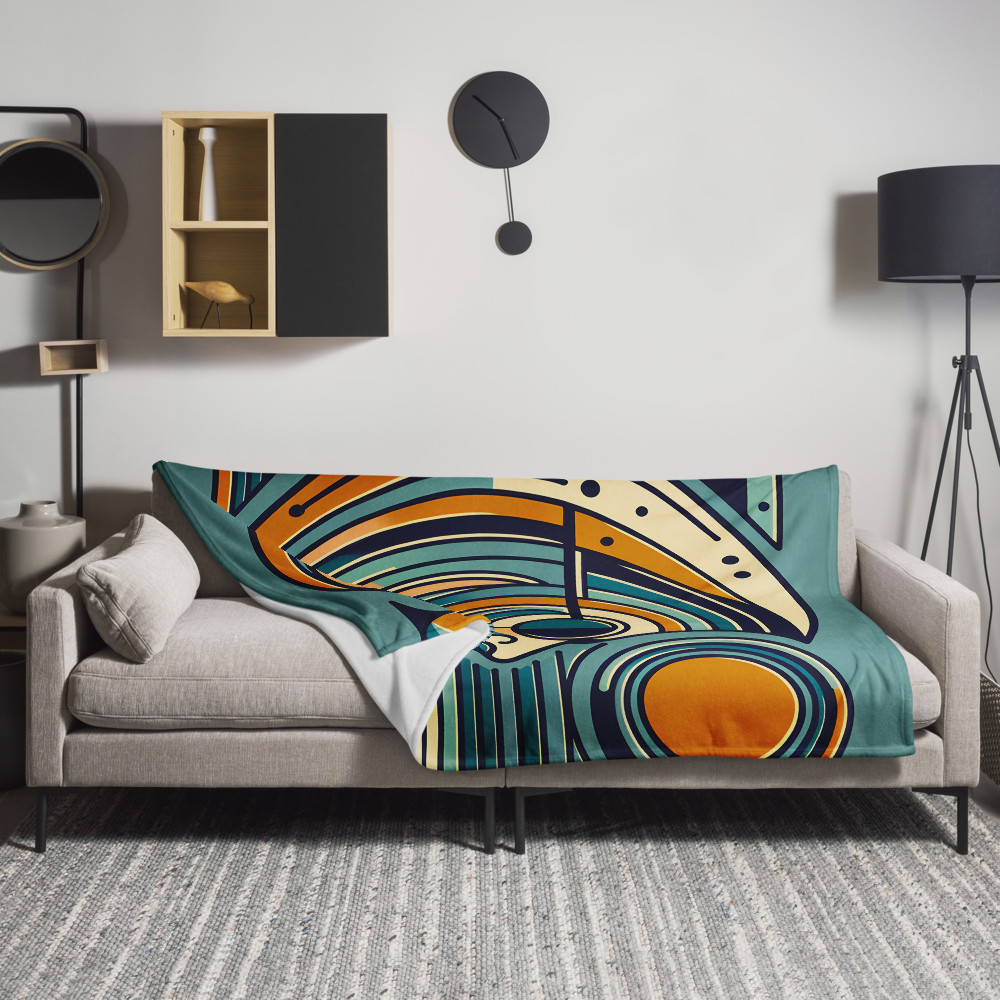 Geometric Line Face with Retro Sun and Arcs