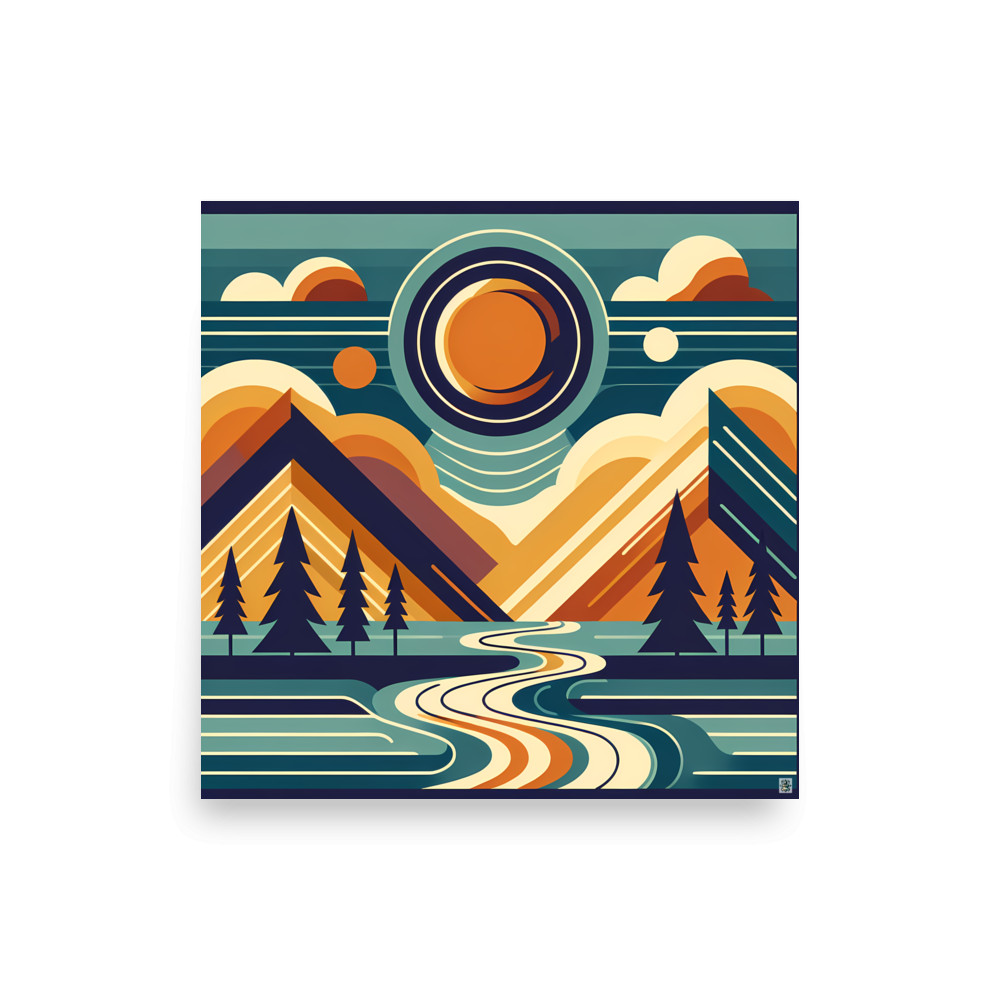 Geometric Mountain Peaks with Winding River