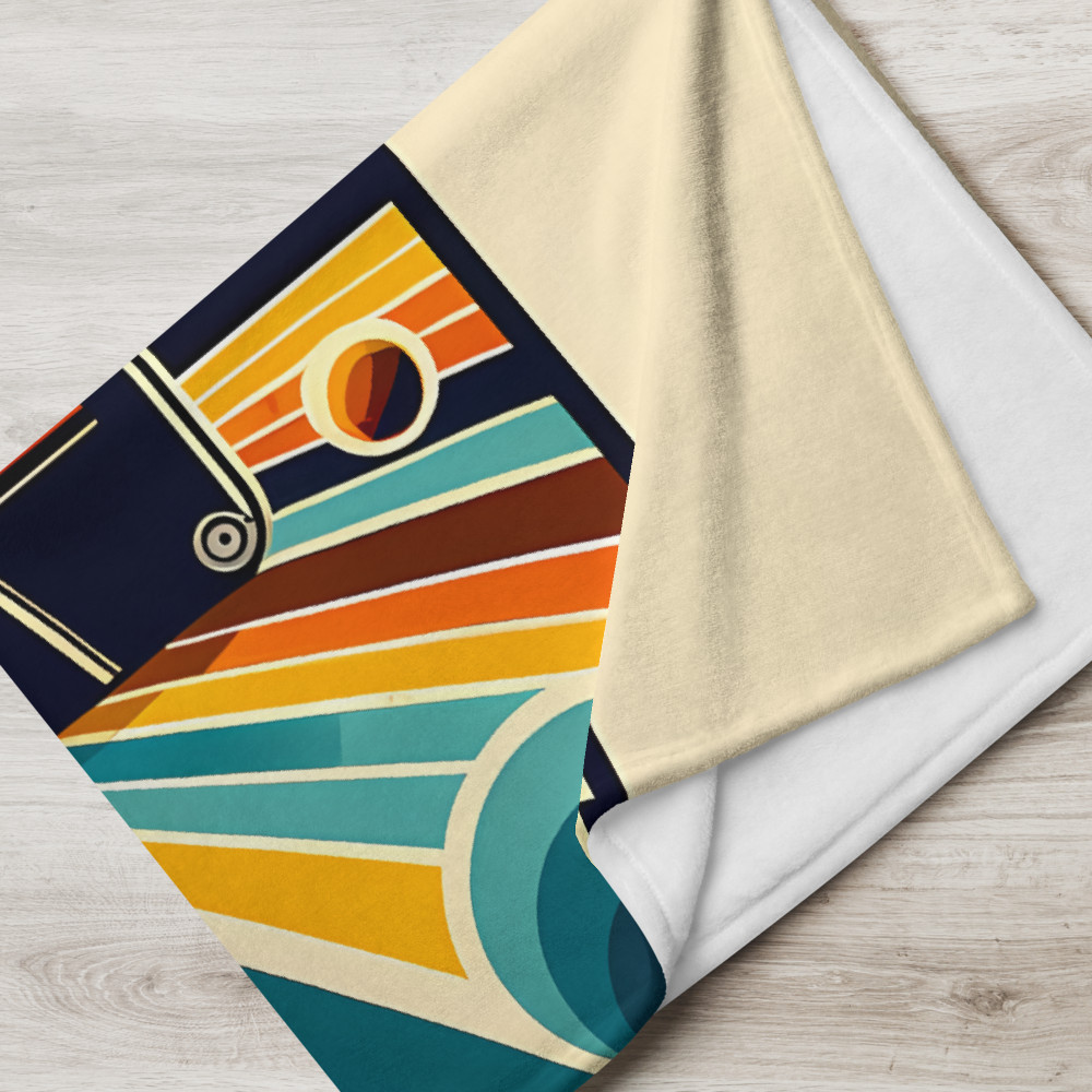 Retro cassette with geometric rainbow lines