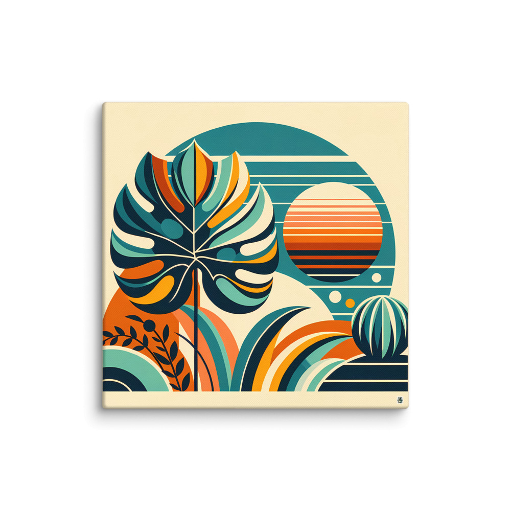 Abstract Botanical Sunset Shapes — Canvas Print