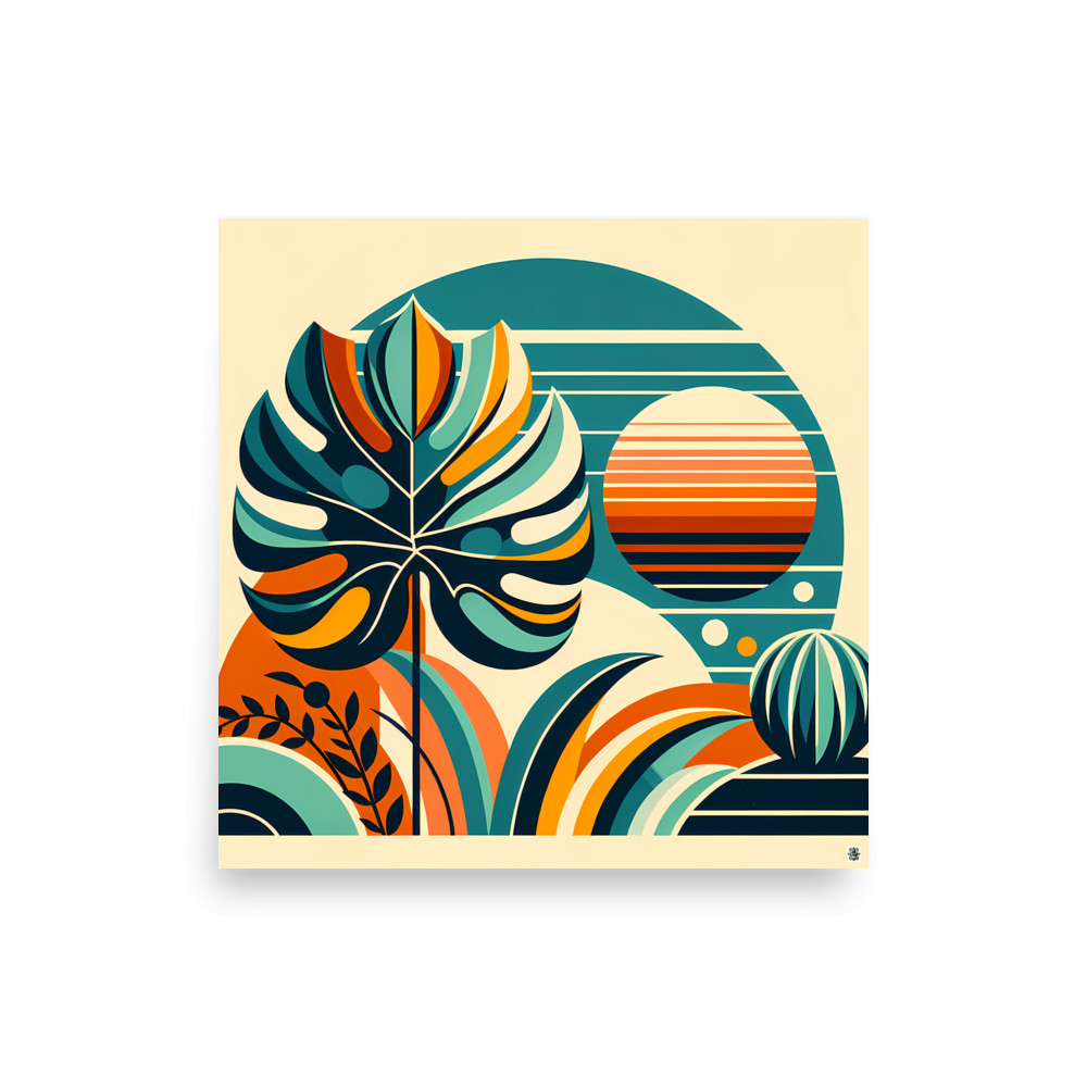 Abstract Botanical Sunset Shapes — Art Print
