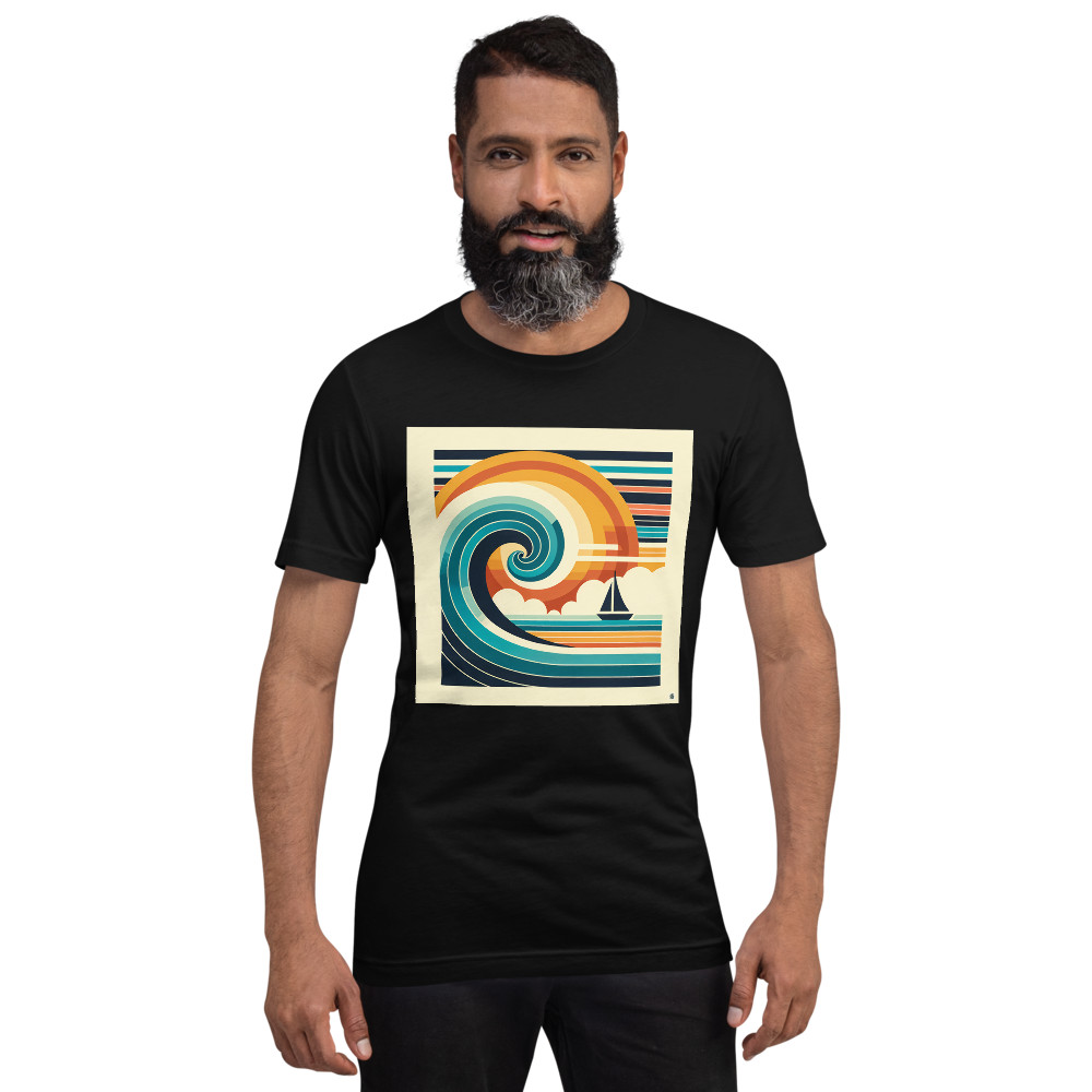 Geometric Wave and Sailboat Sunset