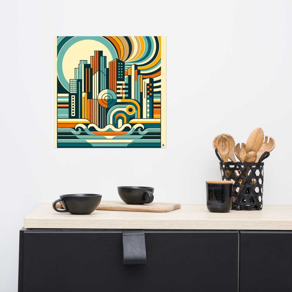 Geometric Coastal Cityscape