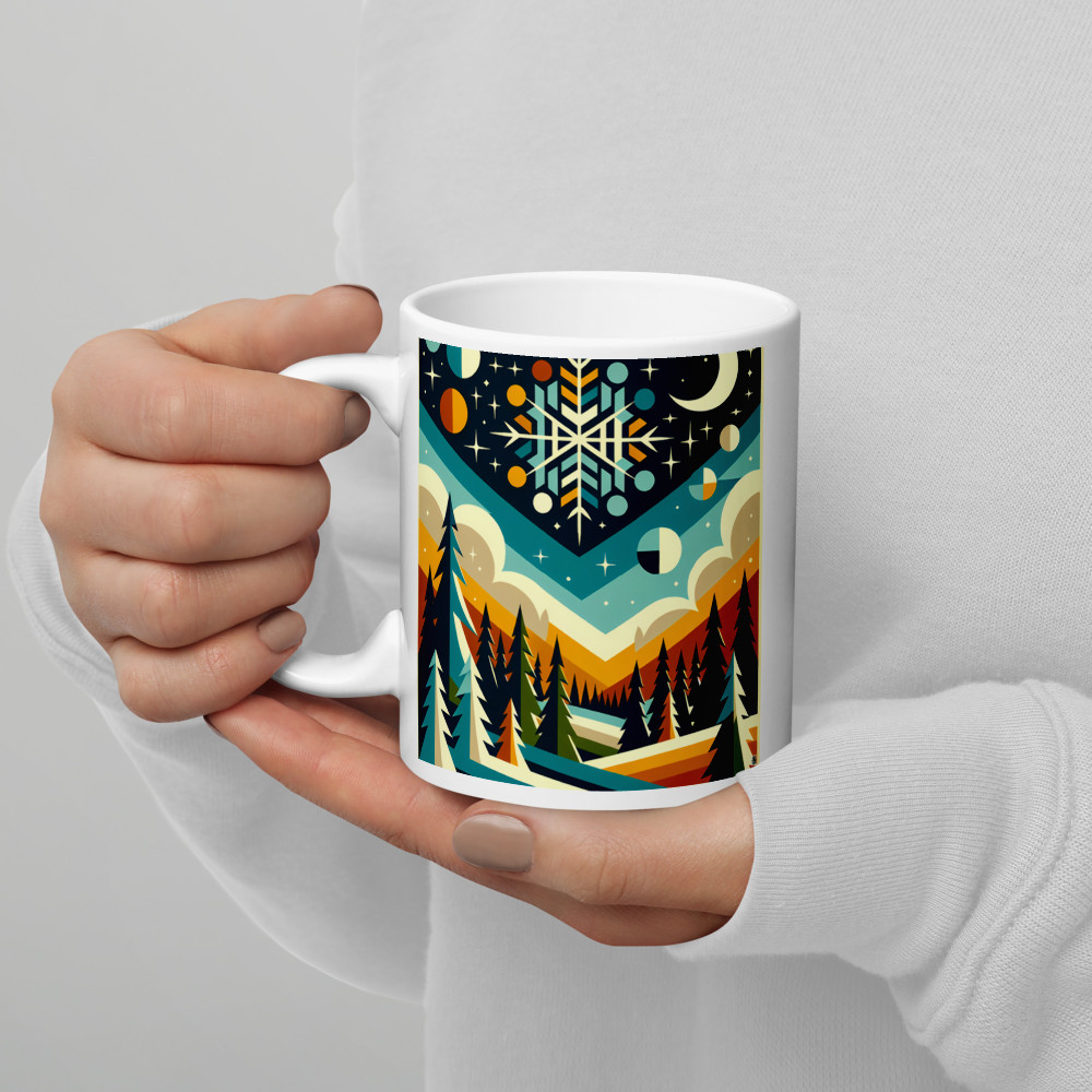 Geometric Snowflake Winter Forest