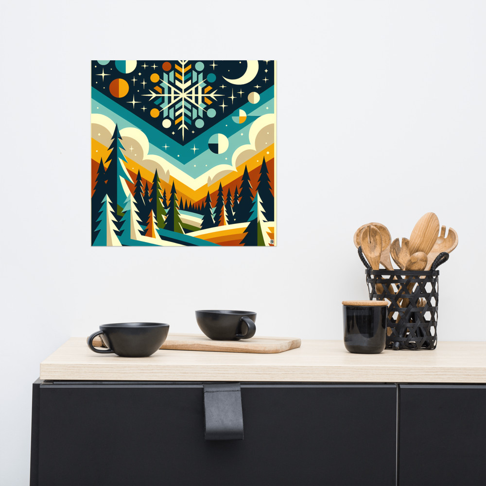 Geometric Snowflake Winter Forest