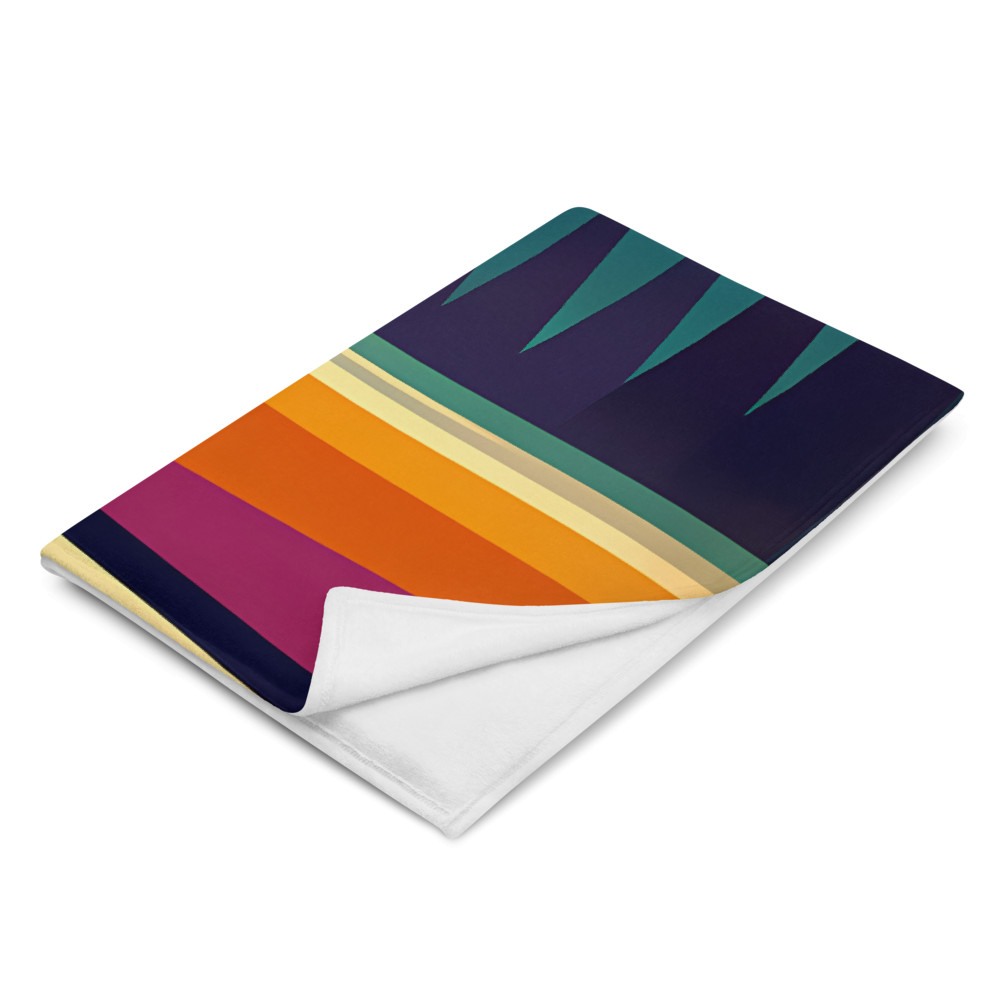 Geometric Mountain Landscape with Fox and River