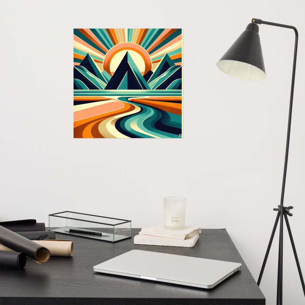 Geometric Mountain Sunrise Landscape