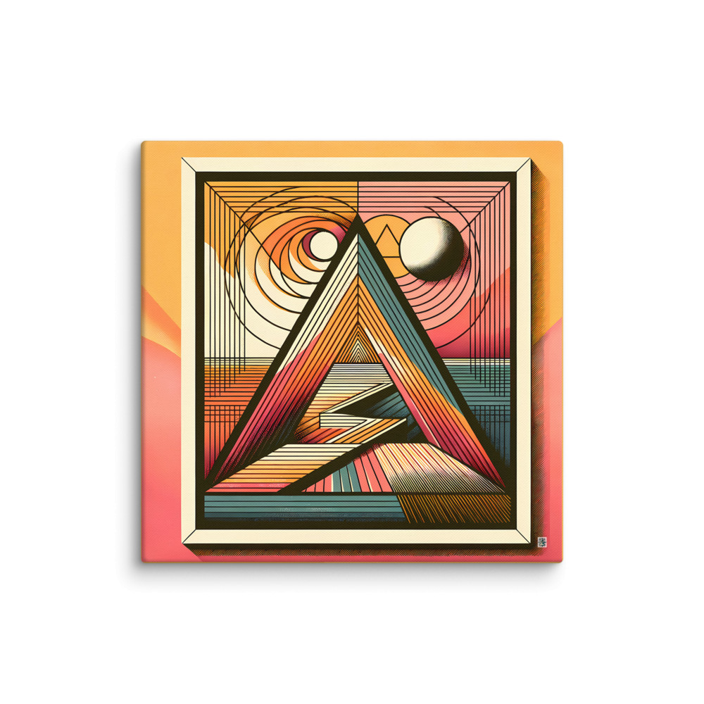 Retro Geometric Triangle Sun and Moon Abstract Art