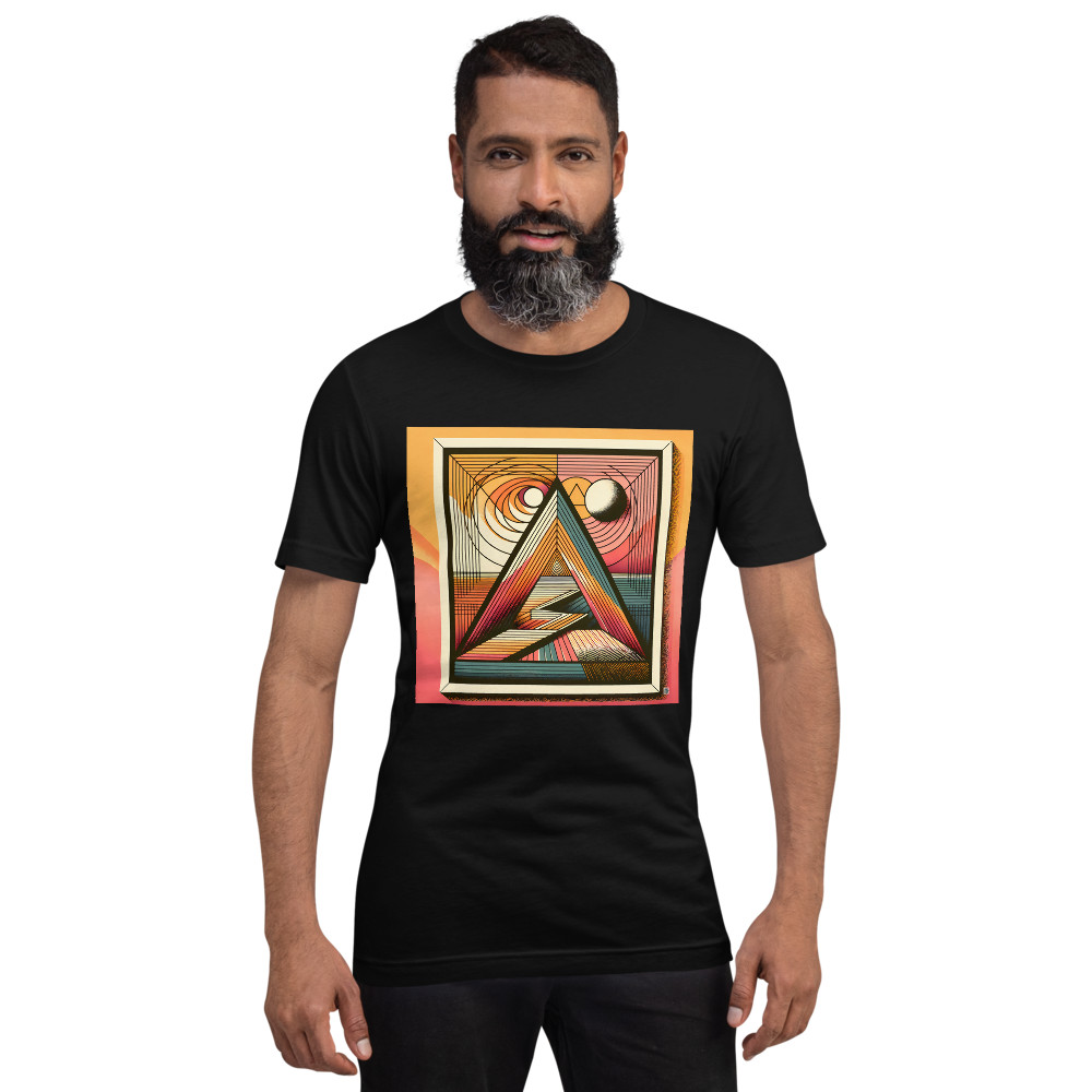 Retro Geometric Triangle Sun and Moon Abstract Art