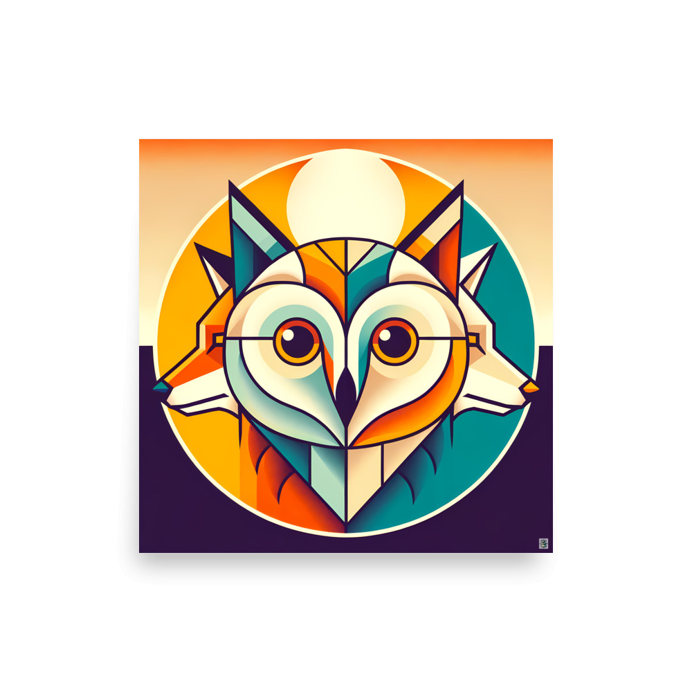 Geometric Owl Fox Portrait — Art Print
