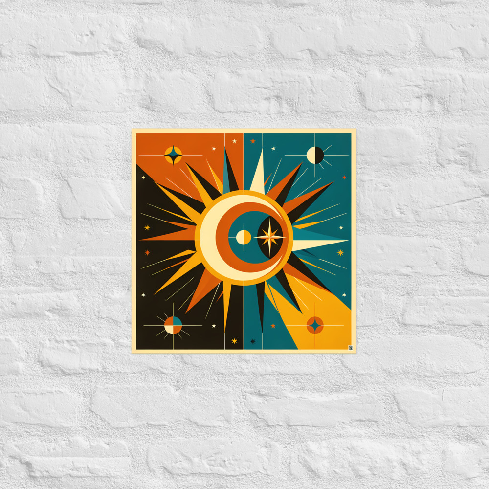 Geometric Celestial Sun and Moon Burst