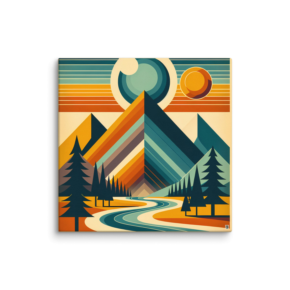 Geometric Mountain Valley Sunset — Canvas Print