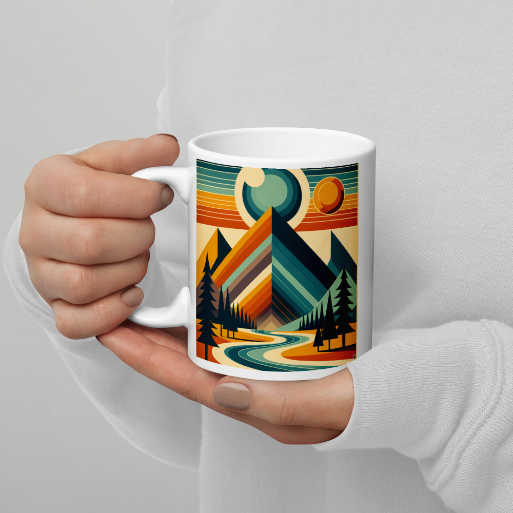 Geometric Mountain Valley Sunset