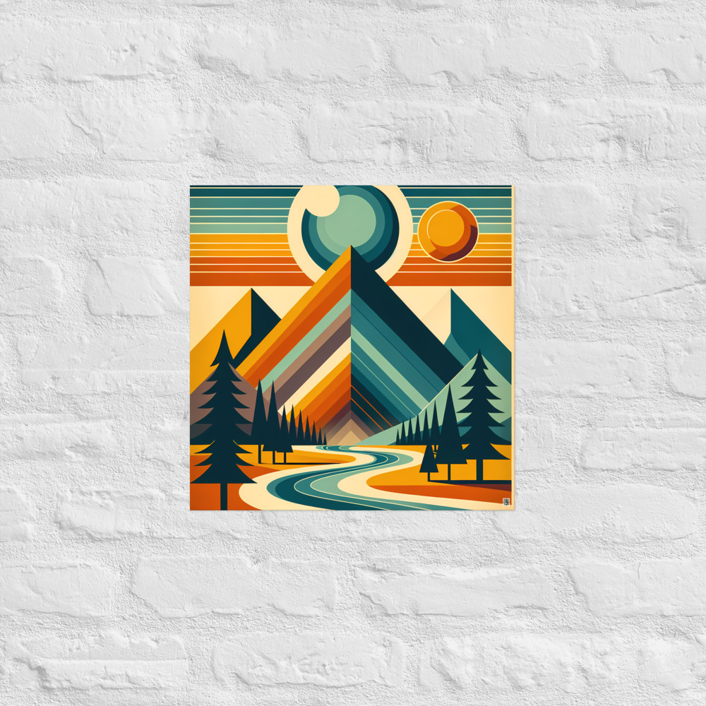 Geometric Mountain Valley Sunset